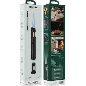 فندک اتمی گرین لاین GREEN LION JET LIGHTER X LED TORCH FLAME LIGHTER  مدل GTL53
