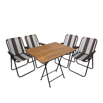 میز و صندلی تاشو سفری میزیمو مدل ساحلی کد 4441 مجموعه 5 عددی