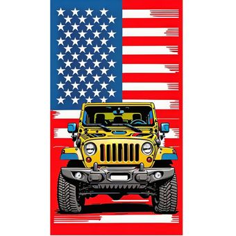 برچسب DTF استیکر حرارتی لباس طرح جیپ و پرچم