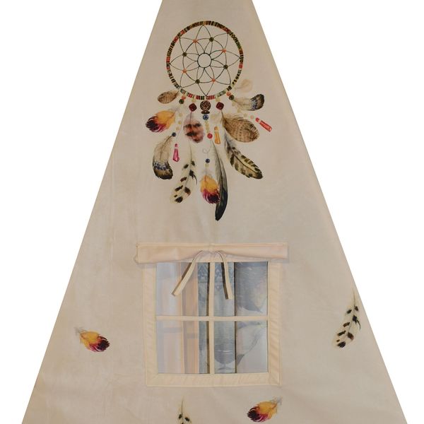 چادر بازی کودک مدل سرخپوستی طرح حیوانات کد PT507 به همراه کوسن