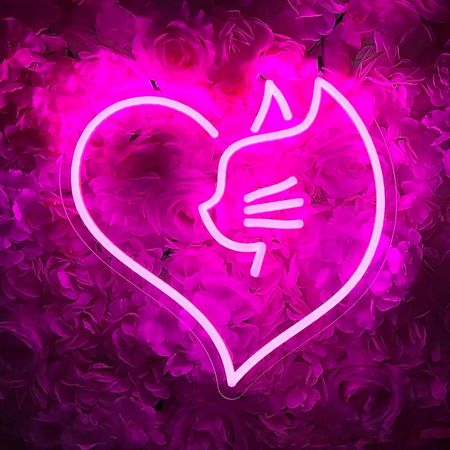 چراغ نئونی طرح قلب و گربه