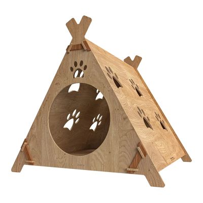 جای خواب سگ و گربه مدل لانه چوبی کد B99