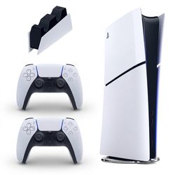 کنسول بازی سونی مدل PlayStation 5 Slim Digital Edition ظرفیت 825 گیگابایت ریجن CFI-2116 اروپا  به همراه دسته اضافی و پایه شارژر