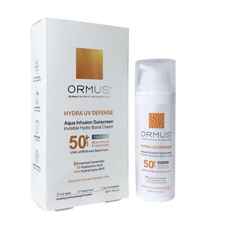 ضدآفتاب فلوئید بدون رنگ اورموس | +SPF 50 | مدل Hydra UV Defense ‌| مناسب پوست‌ نرمال و خشک، حساس
