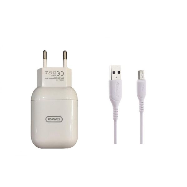 شارژر دیواری ترانیو مدل V60 به همراه کابل تبدیل microUSB