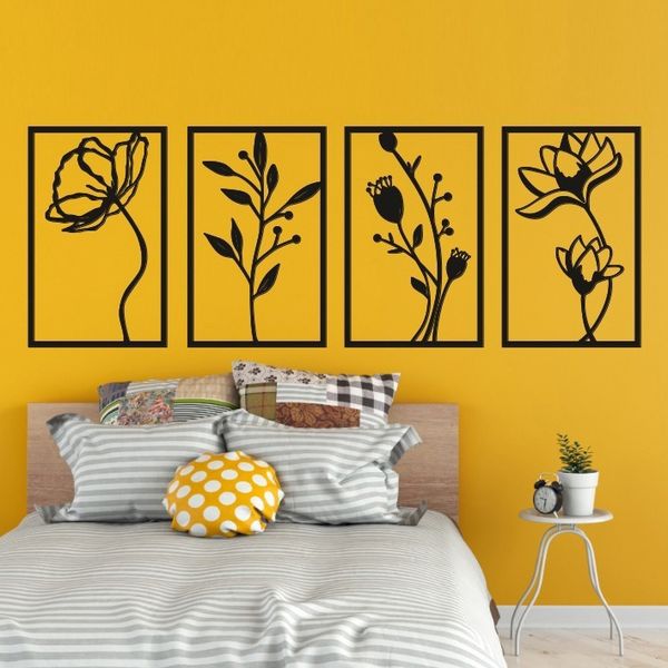 دیوارکوب مدل چوبی گل کد T33 مجموعه چهار عددی