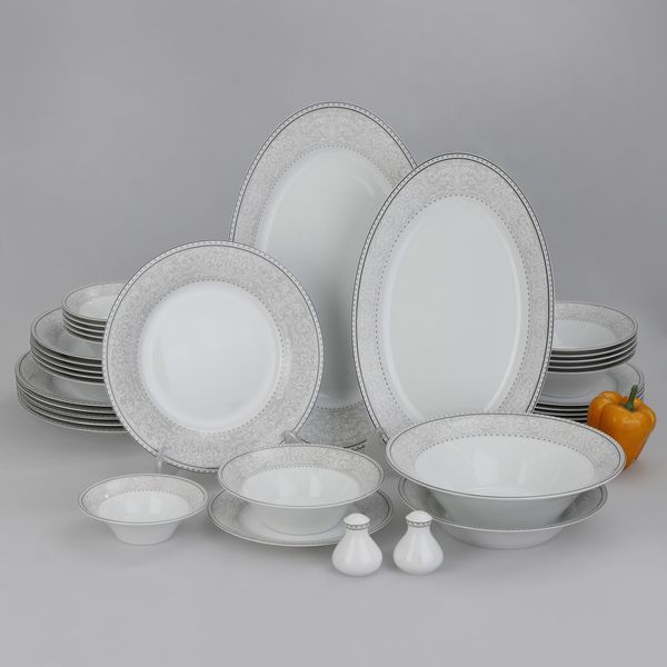 سرویس چینی 35 پارچه غذاخوری چینی زرین ایران طرح شهرزاد مدل ورونا درجه عالی