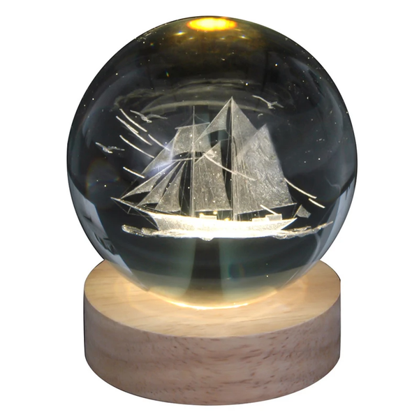 چراغ خواب مدل گوی کریستال طرح کشتی