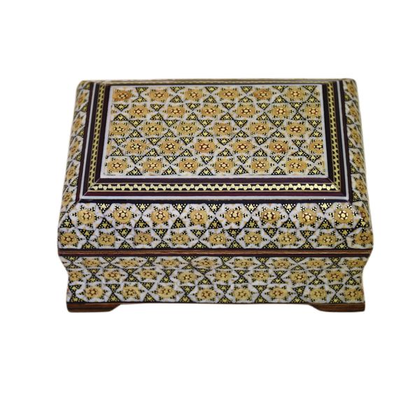 جعبه جواهرات خاتم کاری مدل پایه دار کد 58