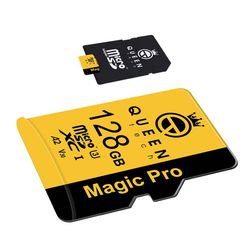 کارت حافظه Micro SD XC کوئین تک مدل A2-V30-633X کلاس 10 استاندارد UHS-l U3 سرعت 95MBps ظرفیت 128 گیگابایت به همراه آداپتور SD