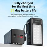 پاوربانک 22.5 وات پی زد ایکس مدل V89s PD Fast Charge ظرفیت 50000 میلی‌آمپرساعت به همراه چهار کابل متصل USB-A، USB-C، MicroUSB