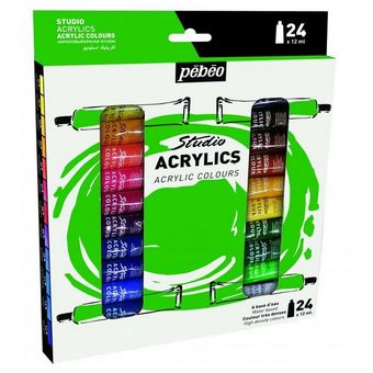 رنگ اکریلیک pebeo حجم 12 میلی لیتر بسته 24 عددی