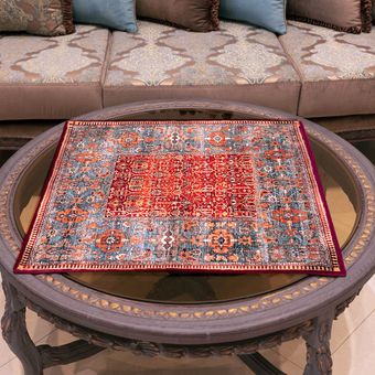 رومیزی طرح ترکیش مخمل | رومیزی مربع سنتی KN‑SQT65
