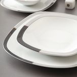 سرویس غذاخوری 27 پارچه چینی زرین ایران سری کواترو مدل وگاس اوریت درجه یک