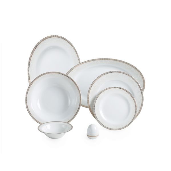 سرویس غذاخوری 102 پارچه چینی زرین ایران سری ایتالیا اف مدل Riva درجه یک