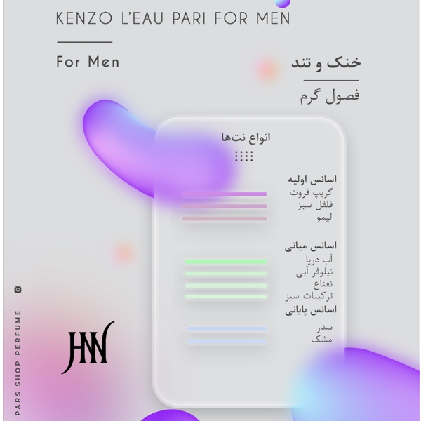 ادکلن  کنزو لئو پار مردانه 100 میل جانوین (جکوین) kenzo L’Eau Pari for Men Johnwin