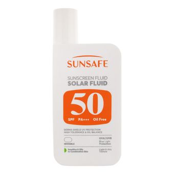 فلوئید ضد آفتاب بی‌رنگ سان سیف SPF 50 مناسب پوست حساس و چرب حجم 50 میلی