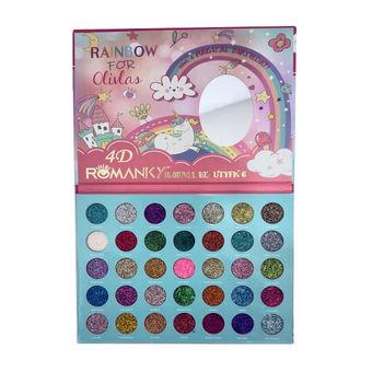 پالت سایه چشم گلیتری رومانکی مدل Rainbow