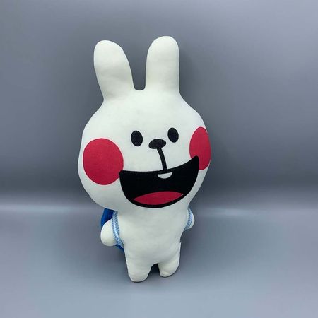 خرگوش خندون با کوله پشتی آبی ارتفاع 27 سانتی متر