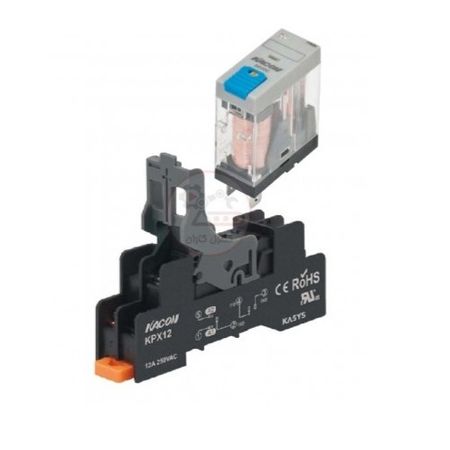 رله کاکن کاسیس 24VDC تک کنتاکت 10 آمپر KASYS KACON K706-1PLT بهمراه پایه KPX12