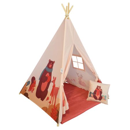 چادر بازی کودک مدل سرخپوستی طرح حیوانات PT519