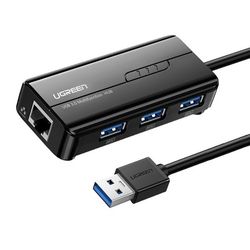 هاب USB 3.0 سه پورت یوگرین مدل CR103-20265 با پورت LAN گیگابیتی