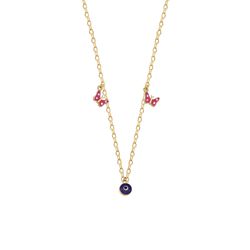 گردنبند طلا 18 عیار بچگانه گالری طلا مریم اکرمی مدل زنجیر و دو پروانه