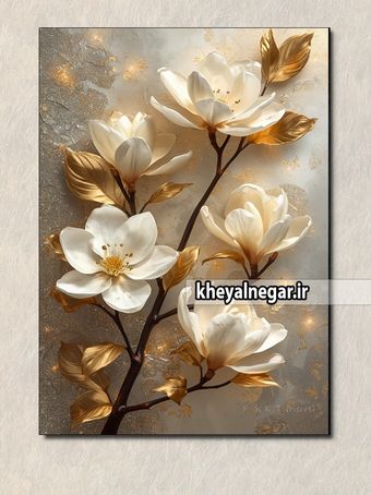 تابلو هنری لوکس شکوفه‌های زیبای سفید - کد L26