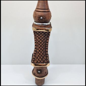 تنه چوبی قلیان 30 سانت آجری نوار طلا (چوب گردو)