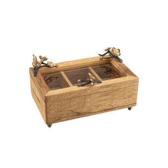 جعبه پذیرایی گلدکیش مدل درب دار مستطیل سه خانه مدل باترفلای کد GK829825