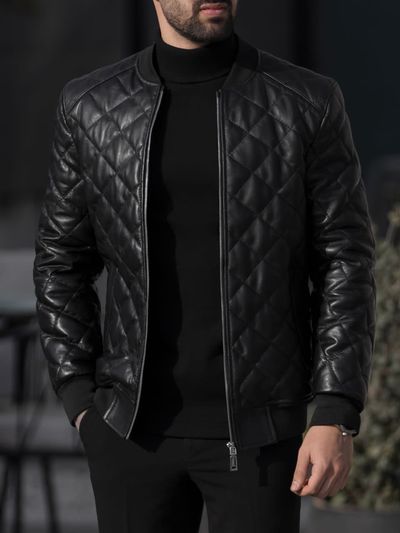 کاپشن چرم طبیعی کد j158