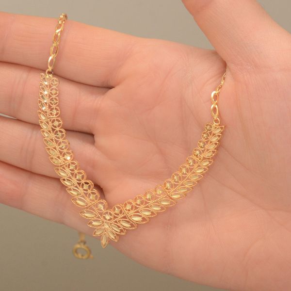 نیم ست طلا کم اجرت 18 عیار زنانه طلای مستجابی مدل تاج T89 کد 8574