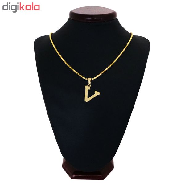 گردنبند مردانه حرف V کد h010