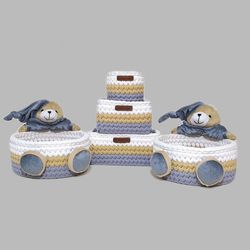 ست سبد لوازم کودک طرح خرس دوقلو کد 1 مجموعه 5 عددی