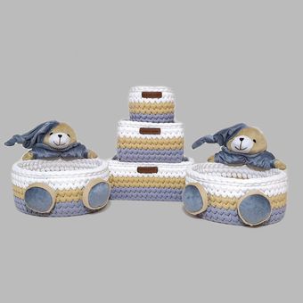 ست سبد لوازم کودک طرح خرس دوقلو کد 1 مجموعه 5 عددی