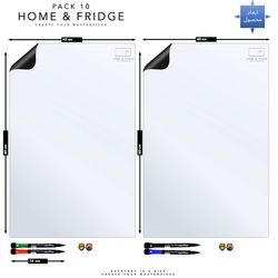 وایت برد یخچالی هوم اندفریج مدل مغناطیسی منعطف طرح TWIN A2 سایز 60x40 سانتیمتر به همراه ماژیک و مگنت مجموعه 10 عددی