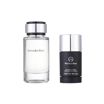 ست ادوتویلت مردانه مرسدس بنز مدل 1001 حجم 120 میلی لیتر به همراه استیک دئودورانت مردانه مرسدس بنز مدل For Men وزن 75 گرم
