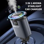 شارژر فندکی خودرو W&O مدل Starlight پنج کاره با رایحه افشانی و نورپردازی
