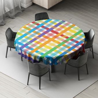 رومیزی گرد رنگین‌کمان هفت رنگ مدل D-0088 - طرح روز اروپا برای دکوراسیون مدرن