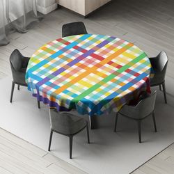 رومیزی گرد رنگینکمان هفت رنگ مدل D-0088 - طرح روز اروپا برای دکوراسیون مدرن