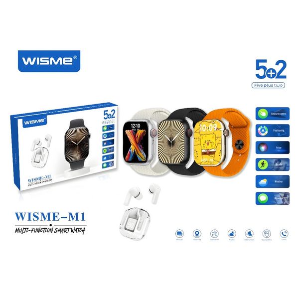 ساعت هوشمند 49 میلی متری ویسمی مدل WISME-M1 با بند سیلیکونی به همراه هدفون