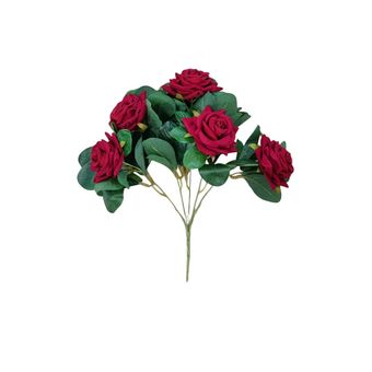 گل مصنوعی مدل بوته رز برگ قاشقی ۵ گل