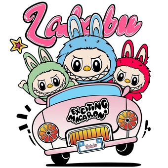 استیکر حرارتی لباس مدل لبوبو و ماشین بسته 6 عددی سایز بزرگ