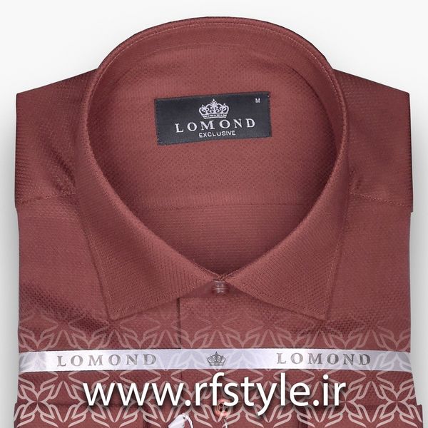 پیراهن مردانه پارچه لانه‌زنبوری ریز رنگ آجری