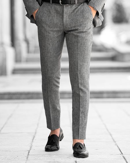 شلوار ساده شانتون طوسی p130