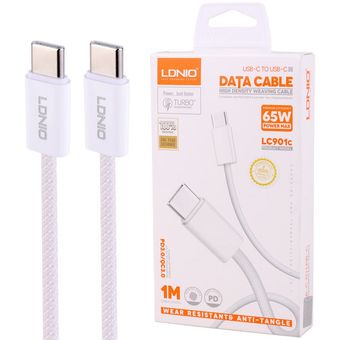 کابل تبدیل فست شارژ الدینیو LC901C Type-C to Type-C PD3.0 QC3.0 65W 1m سفید