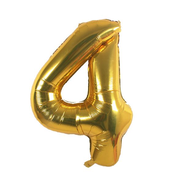 بادکنک فویلی عدد 4 هپی بری طلایی سایز 32 اینچ