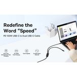 کابل تبدیل 1 به 2 USB-C باسئوس One For Two طول 1.5 متر