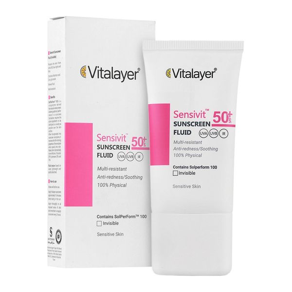 فلوئید ضد آفتاب بیرنگ ویتالیر، spf 50، مدل 0128، مناسب پوست های حساس با حجم 50 میلیلیتر، ضد حساسیت، محافظتکننده در برابر اشعه