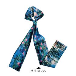 روبان اسکارف بزرگ نیلوفرهای آبی 1(Artistico)